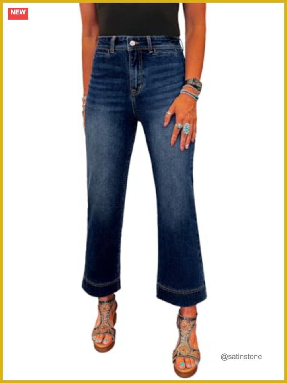Wide Leg High Waisted Stretch Denim Jeans